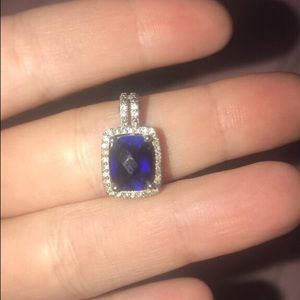 blue diamond necklace. needs new, clean chain.